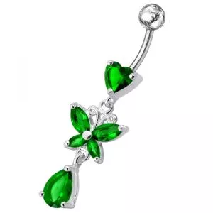 Moving Fancy Designed Jeweled Navel Ring