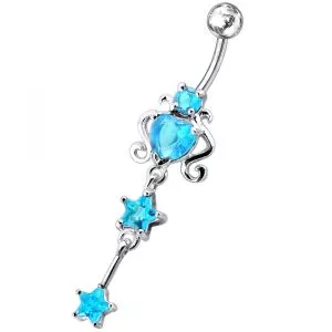 925 Sterling Silver Dangling Belly Ring 