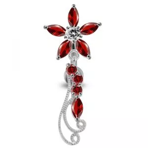 Flower Filigree Dangling Belly Moving Ring