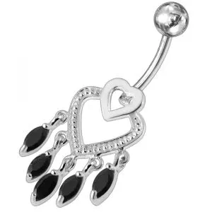 Chandelier Heart Dangling Belly Ring