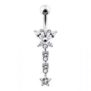 14G Surgical Steel Butterfly Dangling Belly Ring