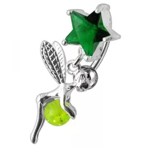 Angel Dangling Star Jeweled Reverse Belly Ring