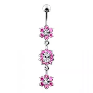 Multi Green Jeweled Dangling Body Jewelry Belly Ring