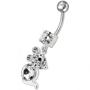 Jeweled Dangling Banana Bar Fancy Small Kitty Belly Ring