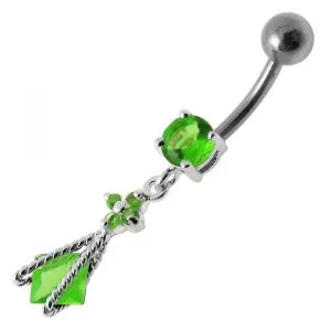 Fancy Purple Jeweled Dangling Navel Body Jewelry Ring