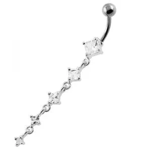 Dangling 5 Square Stones Navel Belly Button Piercing