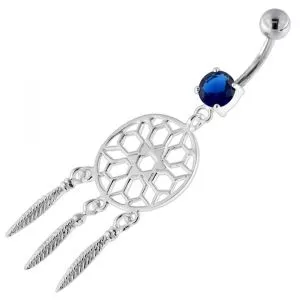 Sterling Silver Star Cut out Dream Catcher Navel Belly Piercing
