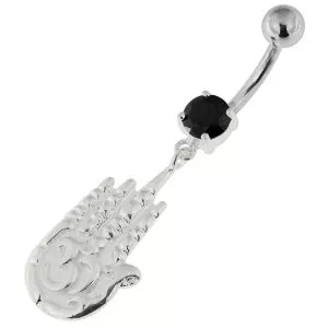 Ohm in Hand 925 Sterling Silver Navel Belly Bar