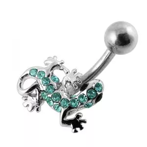 Jeweled Gecko Non-Moving Belly Ring
