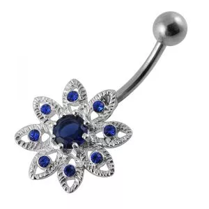 Jeweled Flower Belly Button Ring