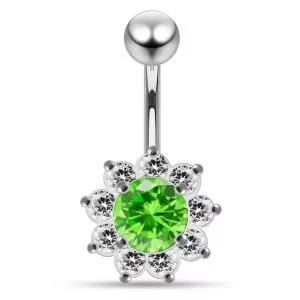 Titanium Jeweled Flower Navel Ring