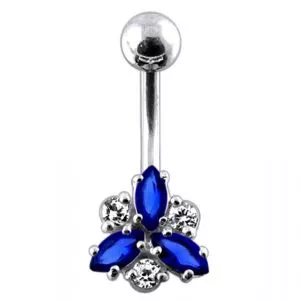Fancy Triangular Stone Setting Banana Belly Ring