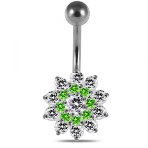 Multi Stones Flower Navel Body Jewelry Ring