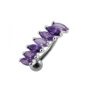 Reverse Bar Jeweled Non-Moving  Belly Ring