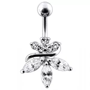 Jeweled Orchid Flower Belly Ring