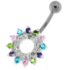 Jeweled Navel Around Non-Moving Belly Ring