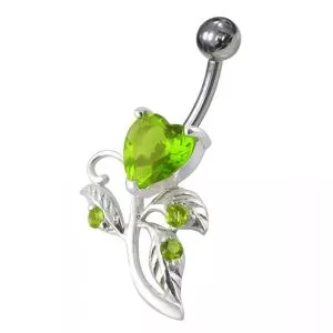 Heart Shaped Fancy Jewelled Non-Moving Navel Ring