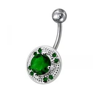 Fancy Mix Stones Jeweled Vinatge Design Non-Moving Curved Bar Belly Ring