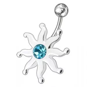 Fancy Black Jeweled Star Fish Non-Moving SS Bar Navel Belly Ring