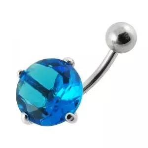 925 Sterling Silver Fancy Stone Jeweled 316L SS Curved Belly Ring