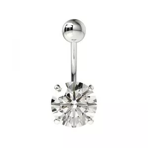 925 Sterling Silver Round Jeweled Non-Dangling Belly Button Ring