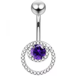 Classic Non-Dangling 925 Silver and Titanium Double O Belly Button Ring