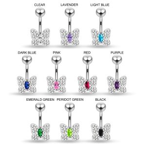 Delicate Non-Dangling 925 Sterling Silver Butterfly Belly Button Ring