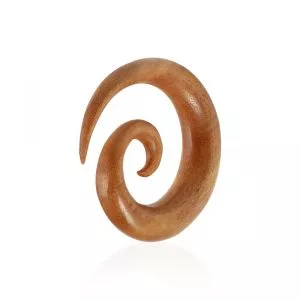 Organic Saba Wood Spiral Ear Expander Gauges