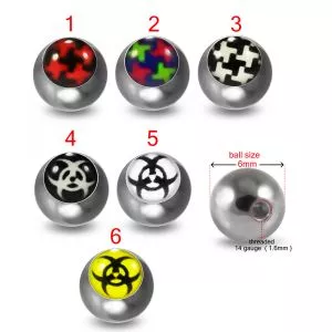 14G Threaded 316L Surgical Steel Mix Logo balls