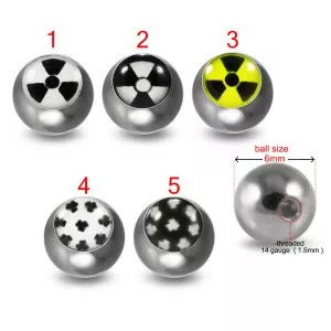 316L Surgical Steel 14G Threaded Fan Logo balls