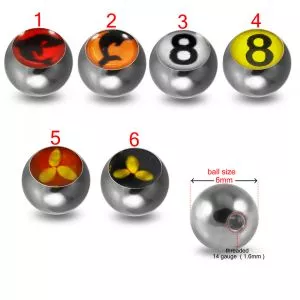316L Surgical Steel 14G Threaded Mix Logo balls
