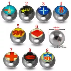 316L Surgical Steel 14G Threaded Mix Logo 4mm balls