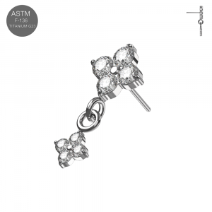 ASTM F-136 Titanium Cascade Blossom Threadless Top – Universal 18G/16G Fit