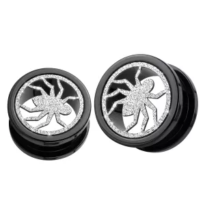 PVD Black Plated with Steel Matt Spider Motive Flesh Tunnels