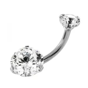 Internal Thread High Quality Round CZ Surgical Steel Belly Button Ring