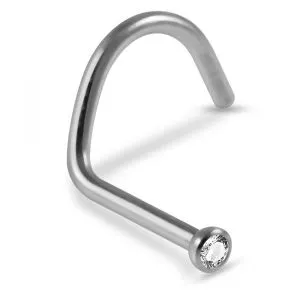 316L Surgical Steel 2mm CZ jeweled 18G Nose screw stud