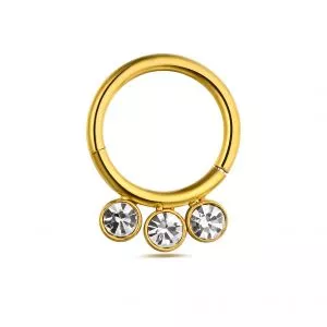 316L Surgical Steel 3 CZ Bezel Hinged Clicker