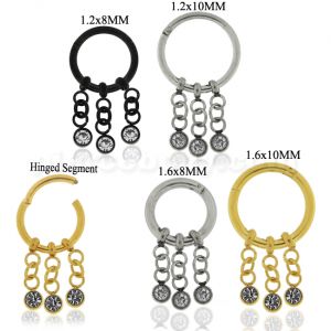 3 CZ Stones Dangling Hinged Segment Ring
