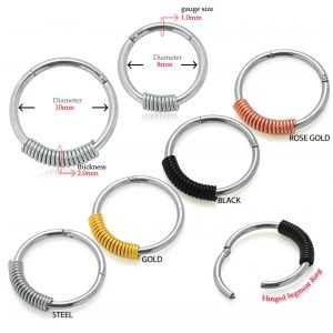 18G-1mm Surgical Steel Hinged Segment Rings with Spring