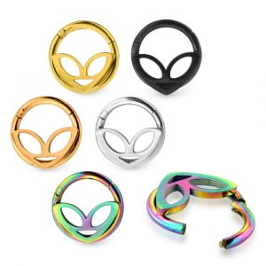 316L Surgical Steel Alien Face Hinged Clicker