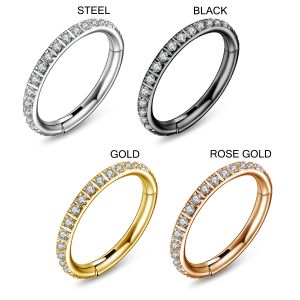 316L Steel 16G Micro CZ Paved Hinged Clicker