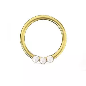 Triple Pearl Jeweled Segment Clicker Ring