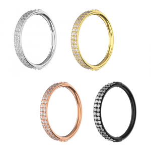 316L Surgical Steel Double Rows Crystal Hinged Clicker