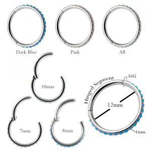 Inlaid Opal Seamless Hinged Clicker Segment Ring