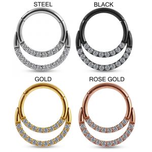 316L Surgical Steel Crescent Crystal Hinged Clicker