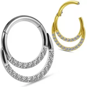 316L Surgical Steel Crescent Crystal Hinged Clicker