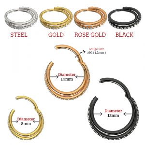  316L Surgical Steel Jeweled Double Row Twist  Hinged Segment Clicker Ring