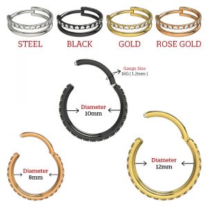 Double Stack With Single Row Jeweled 316L Surgical Steel Hinged Segment Clicker Ring