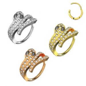 316L Surgical Steel CZ Snake Hinged Clicker