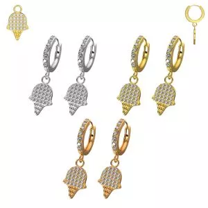 CZ Jeweled Ice Cream 316L Surgical Steel Hinged Huggie Earring